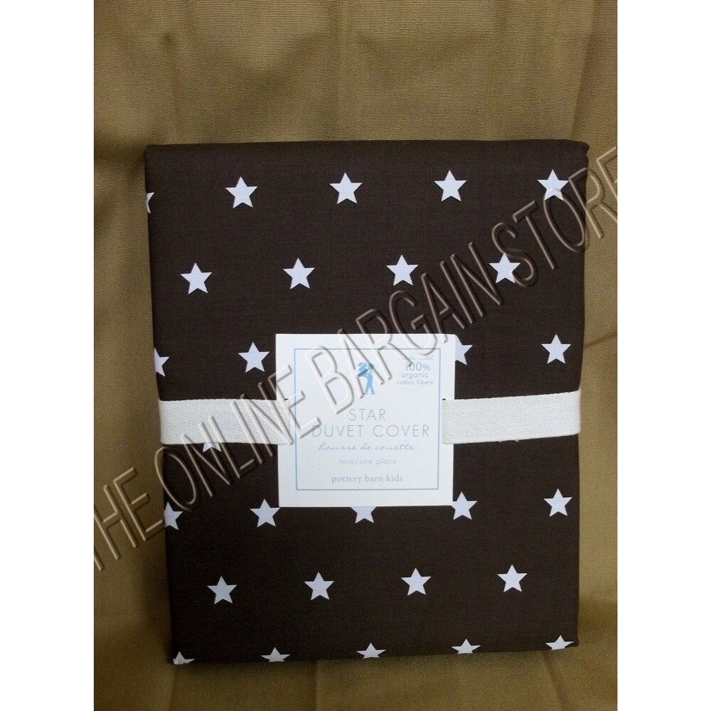 Pottery Barn Kids PBK Organic Star Bed Dorm Duvet Cover Twin Chocolate